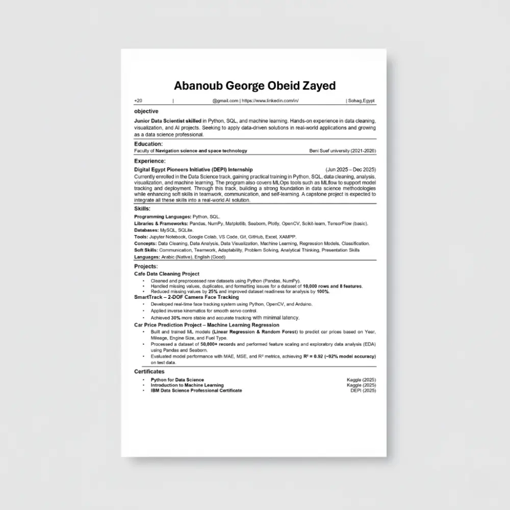 تصميم وتحسين سيرة ذاتية احترافية متوافقة مع معايير الـ ATS