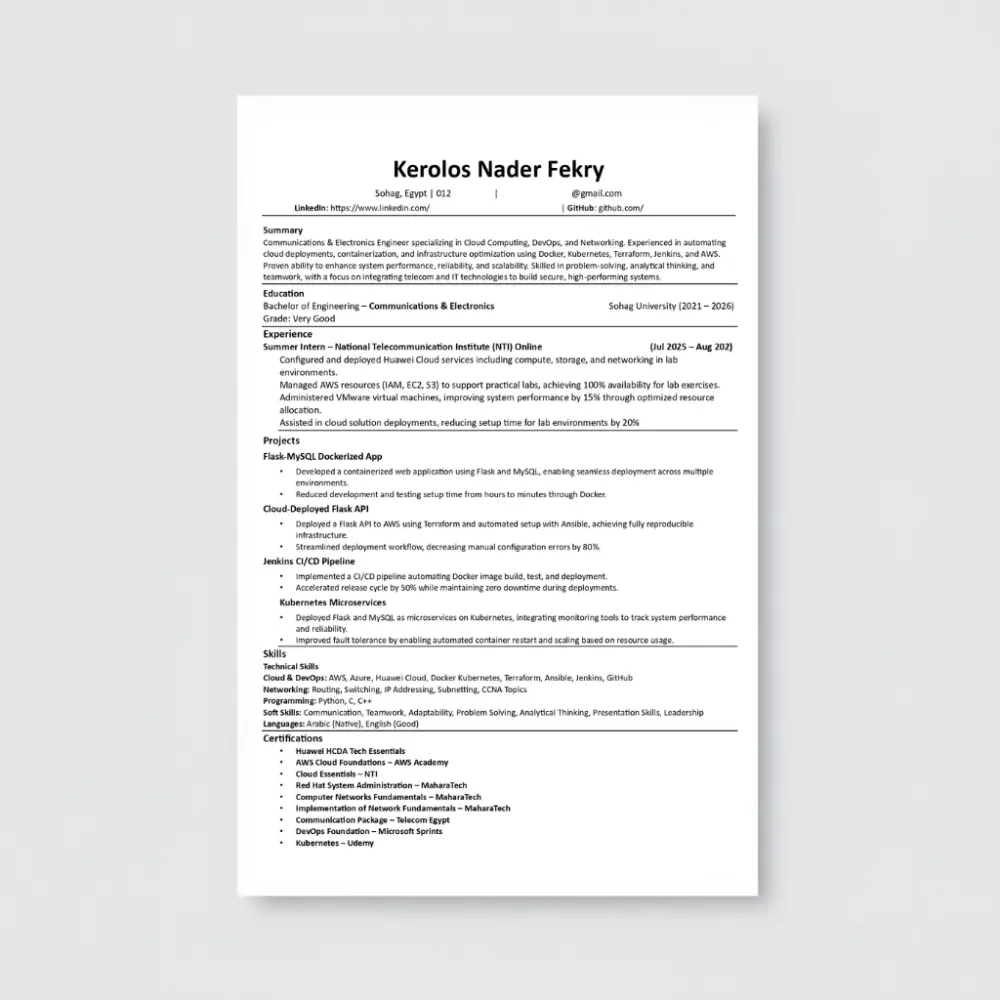 تصميم وتحسين سيرة ذاتية احترافية متوافقة مع معايير الـ ATS