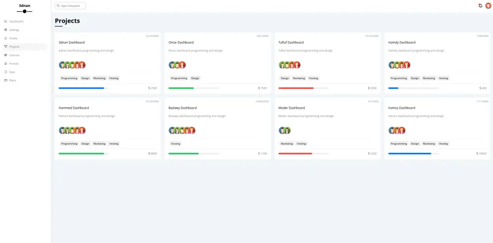 تصميم وتطوير صفحة هبوط و لوحة تحكم وقياده