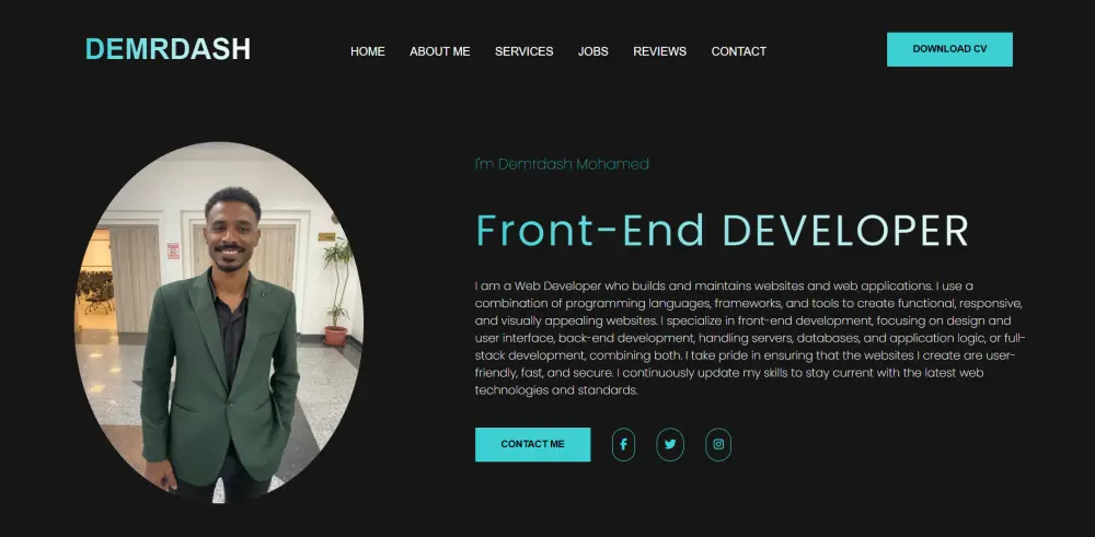 تصميم وبرمجة بورتفوليو احترافي باستخدام HTML, CSS, JavaScript