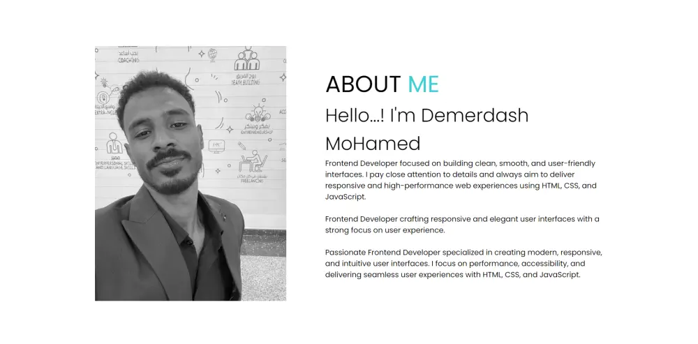 تصميم وبرمجة بورتفوليو احترافي باستخدام HTML, CSS, JavaScript