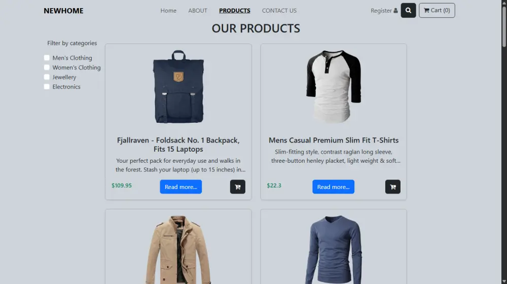 تصميم واجهات لمتجر الكترونى بدون منصات جاهزة