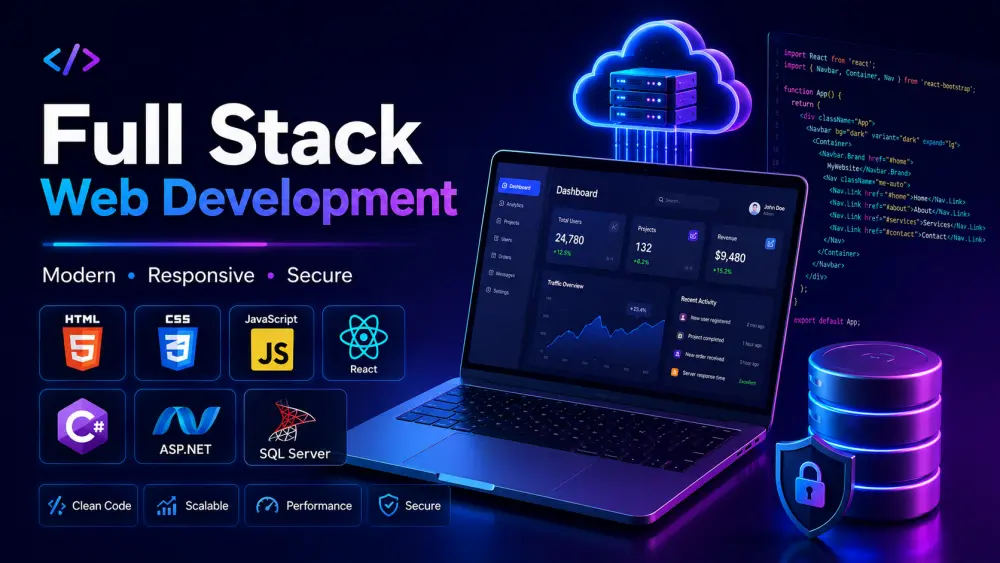تصميم وتطوير موقع إلكتروني احترافي (Front-End & Back-End)
