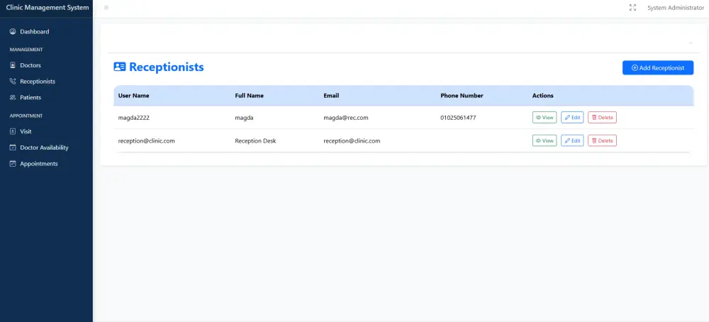 تصميم وتطوير نظام إدارة عيادة متكامل Clinic Management System باستخدام ASP.NET Core + SQL