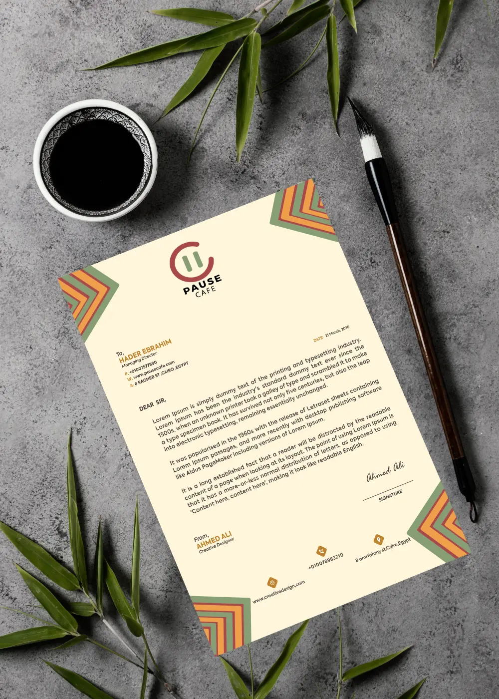 هوية بصرية  اعلانية ل Pause Caffe