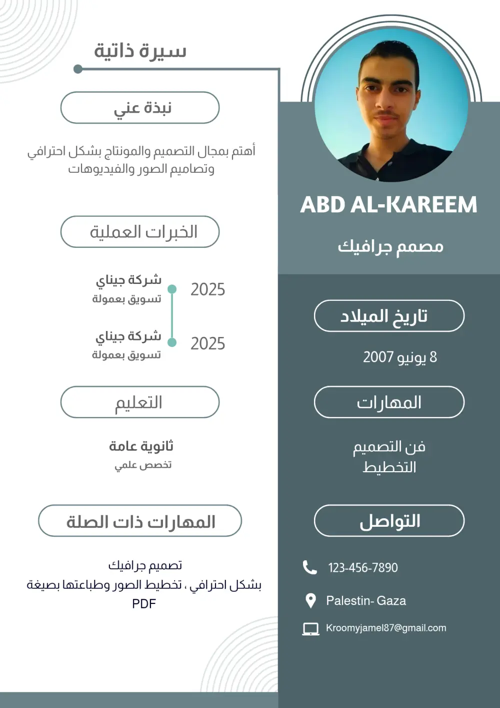 تصميم cv (سيرة ذاتية ) باحترافية عالية بصيغة PDF