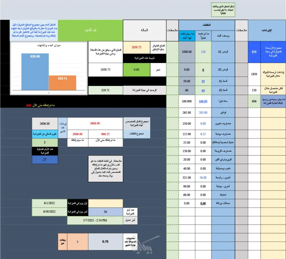 تصميم ملفات Excel متقدمة