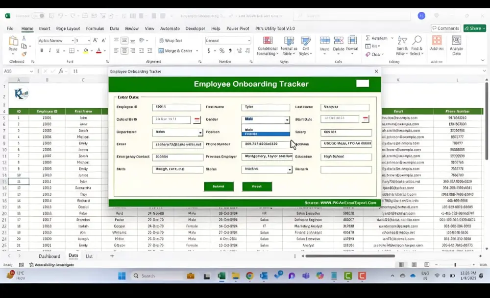 تصميم Employee Onboarding Tracker Dashboard احترافي باستخدام Excel لوحة متابعة متكاملة لموظفيك الجدد، تساعدك على تتبع عملية الانضمام (Onboarding) خطوة بخطوة لضمان تجربة سلسة لكل موظف.