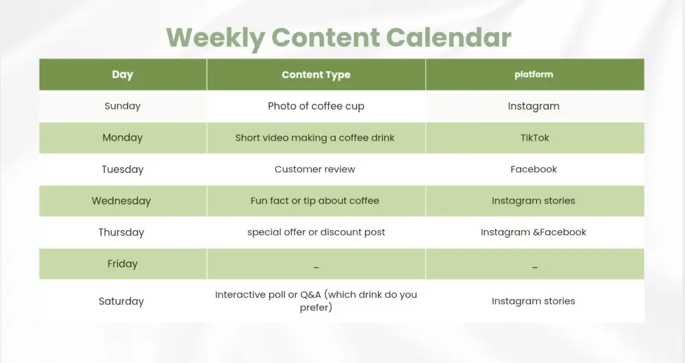 إعداد جدول محتوي شهري (content calendar) احترافي لصفحات السوشيال ميديا