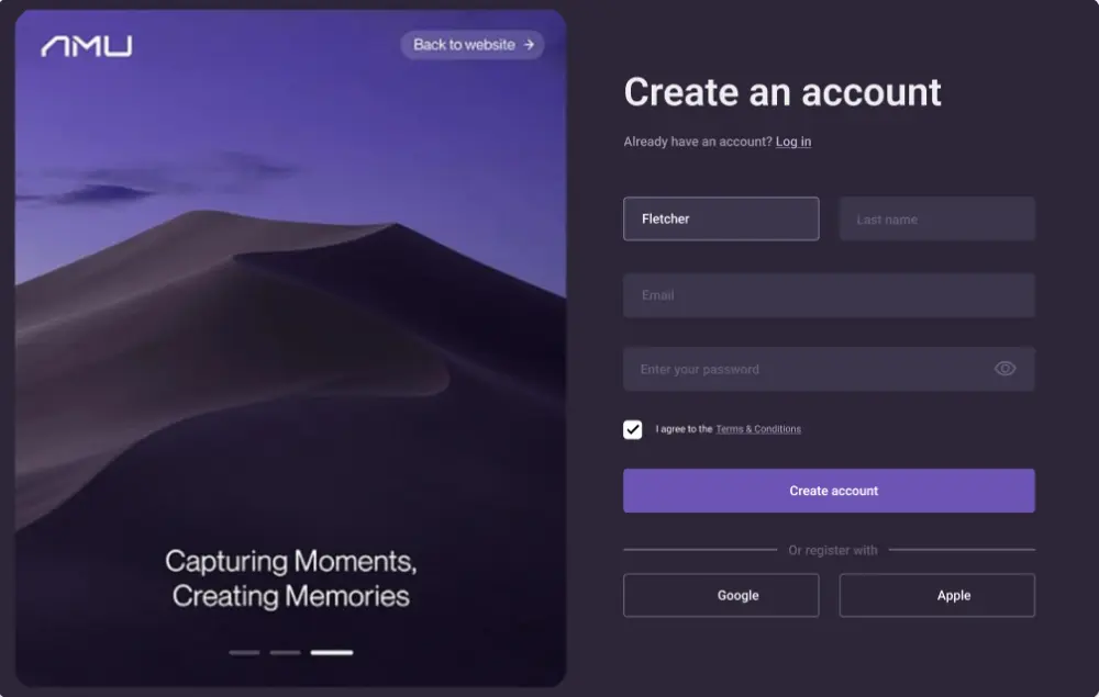 تصميم صفحة تسجيل حساب جديد(Sign Up Page)