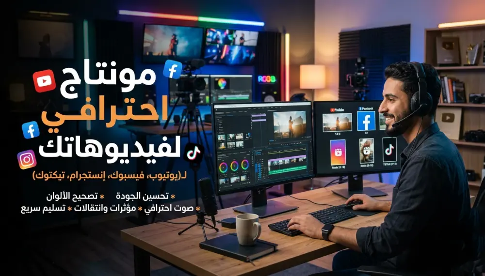 مونتاج إحترافي لفيديوهاتك لـ(يوتيوب، فيسبوك، إنستجرام، تيكتوك)