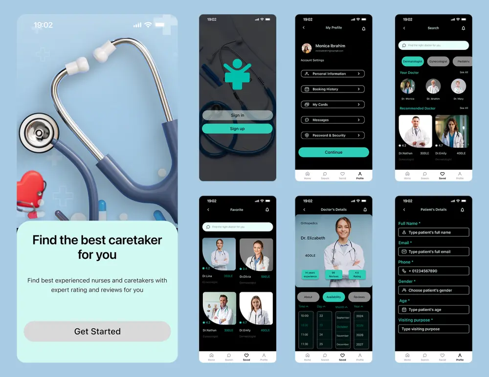 تصميم واجهات تطبيق خدمات طبية