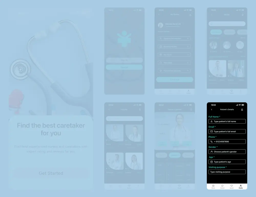 تصميم واجهات تطبيق خدمات طبية