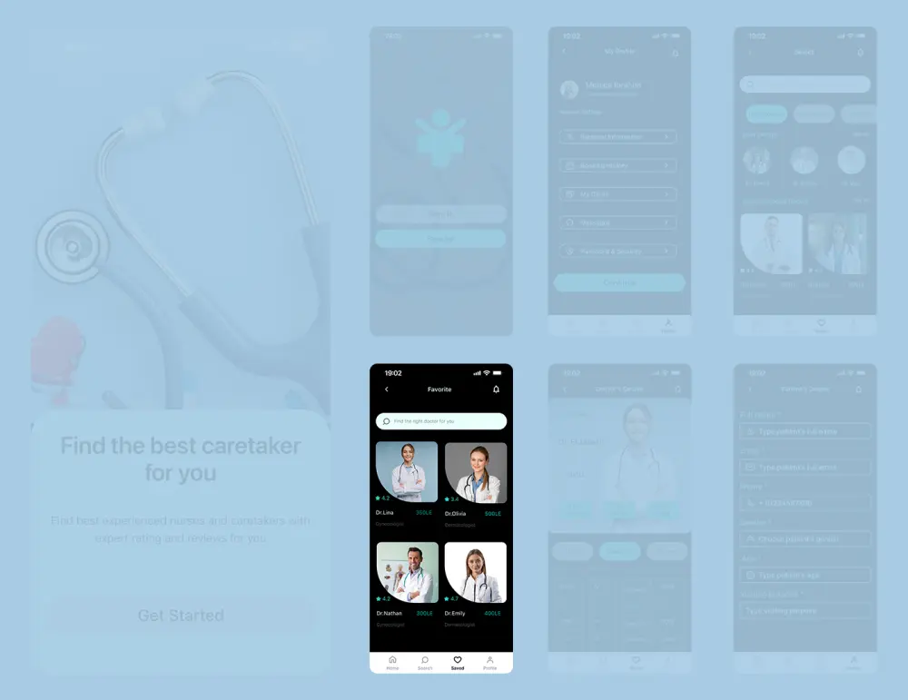 تصميم واجهات تطبيق خدمات طبية