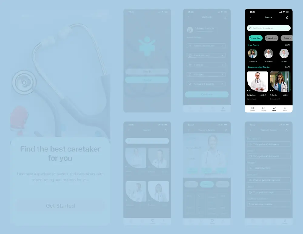 تصميم واجهات تطبيق خدمات طبية