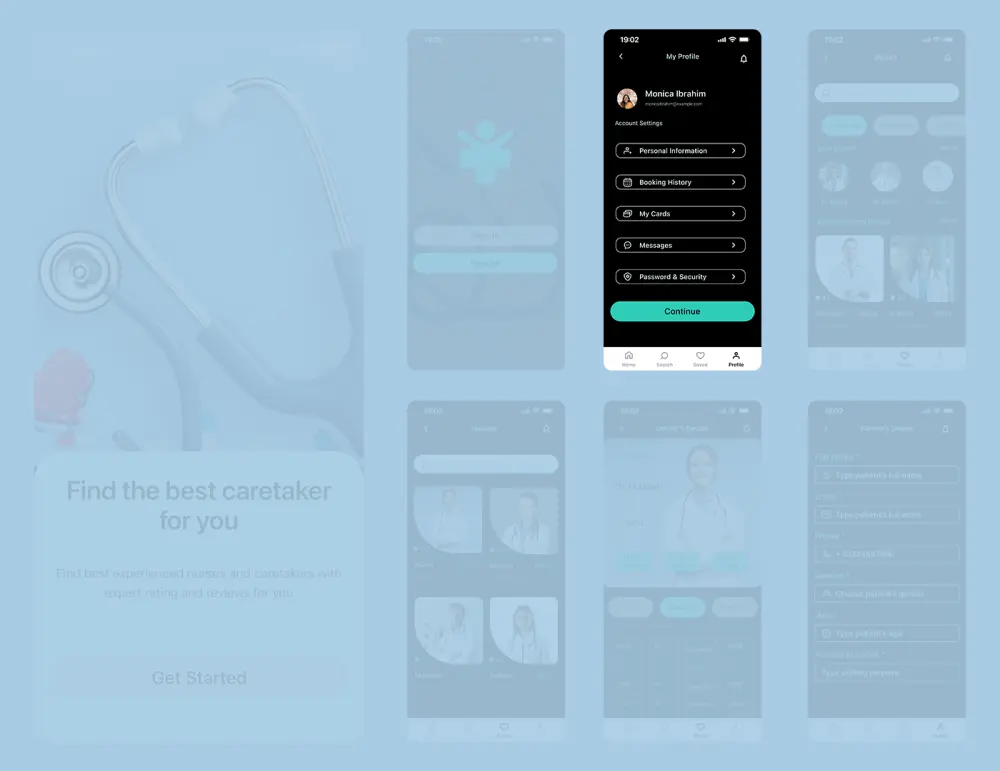 تصميم واجهات تطبيق خدمات طبية