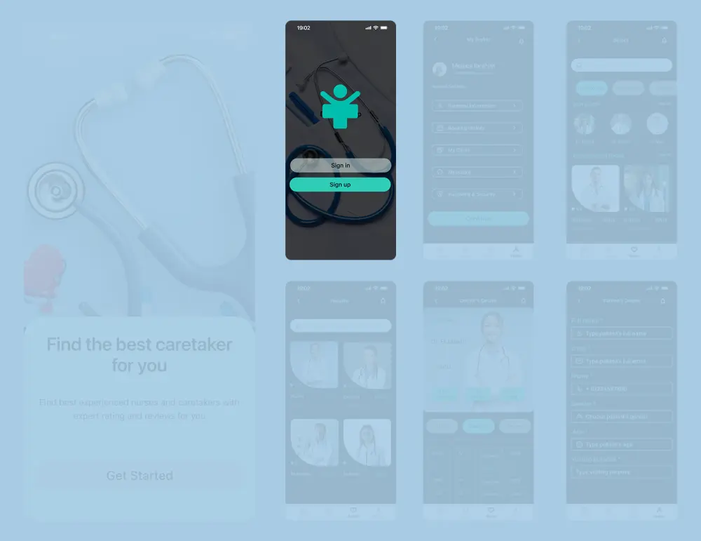 تصميم واجهات تطبيق خدمات طبية