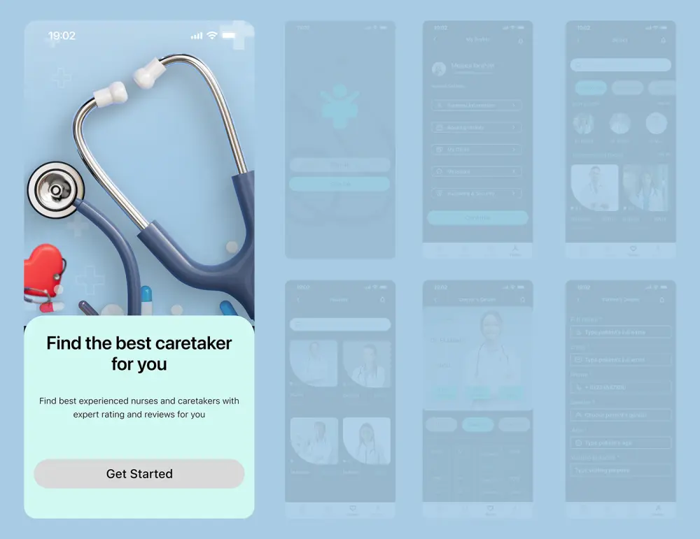 تصميم واجهات تطبيق خدمات طبية