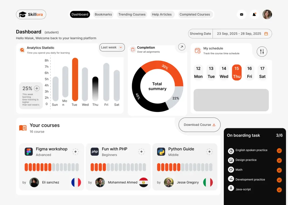 سأقوم بتصميم واجهة ويب احترافية وبأسلوب حديث تركز على تجربة المستخدم (UX) وسهولة التصفح، مناسبة لموقعك أو مشروعك الناشئ. ستحصل على تصميم متكامل لصفحة واحدة في Figma ، جاهزة للتطوير البرمجي.