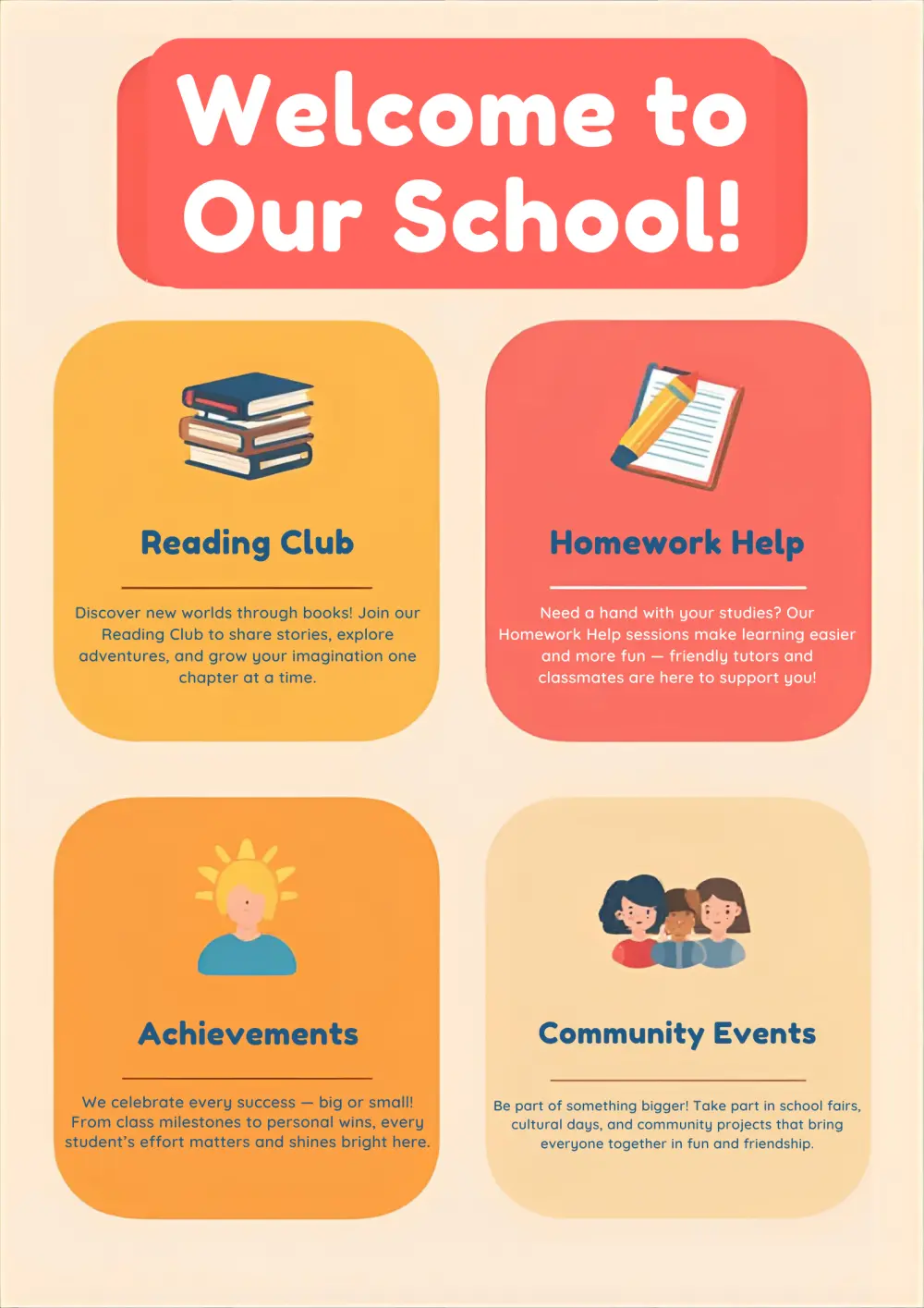 تصاميم بطاقات وإعلانات مدرسية لحفلات وفعاليات المدارس