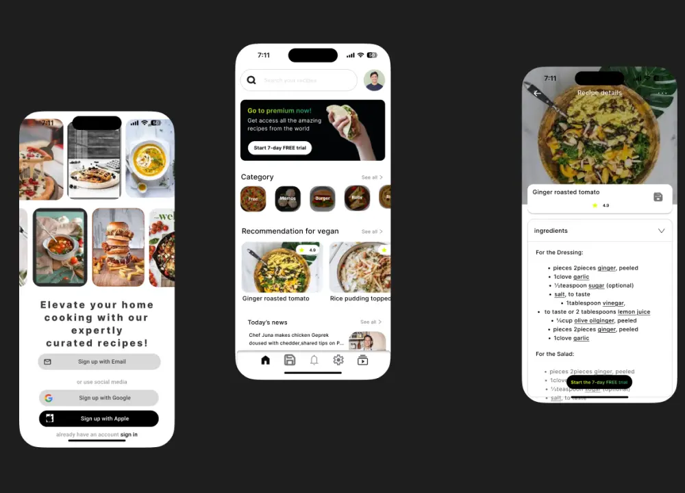 أقدّم تصميم واجهات مستخدم (UI) لــ 15 شاشة بتصميم عصري وسهل الاستخدام، ويشمل ذلك شاشة البداية (Splash)، شاشة الترحيب/Onboarding، وشاشة تسجيل الدخول