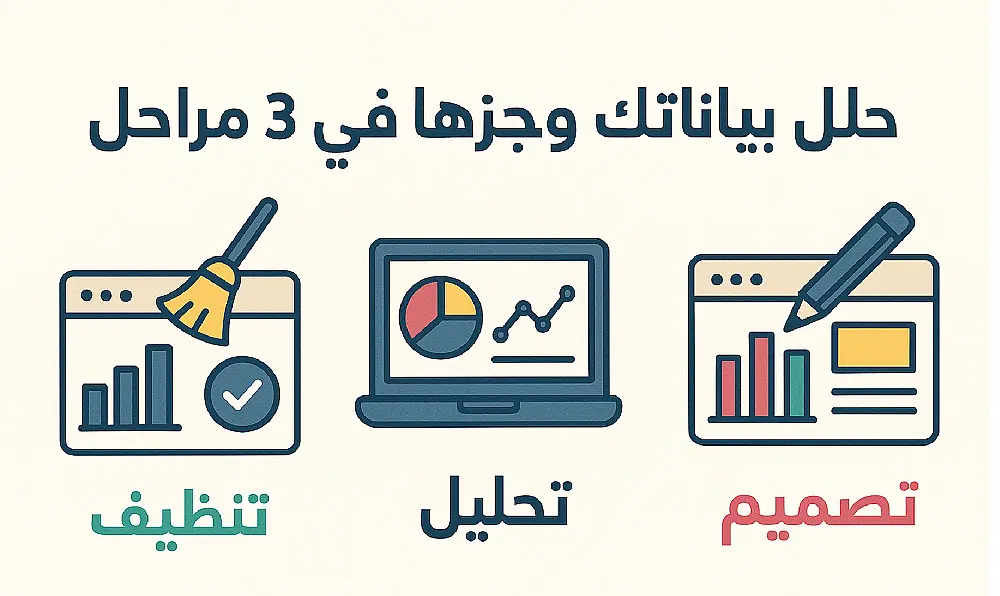 تحليل بياناتك وتجهيزها في 3 خطوات (تنظيف - تحليل - تصميم)