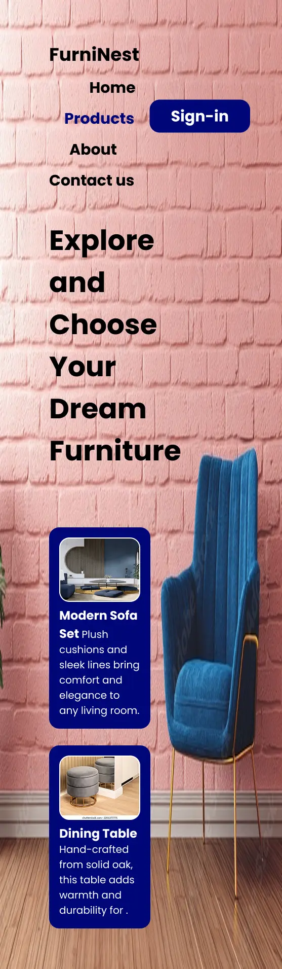 تصميم صفحة رئيسية جذّابة لموقع أثاث (Responsive)