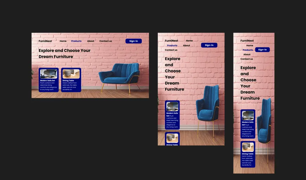 تصميم صفحة رئيسية جذّابة لموقع أثاث (Responsive)