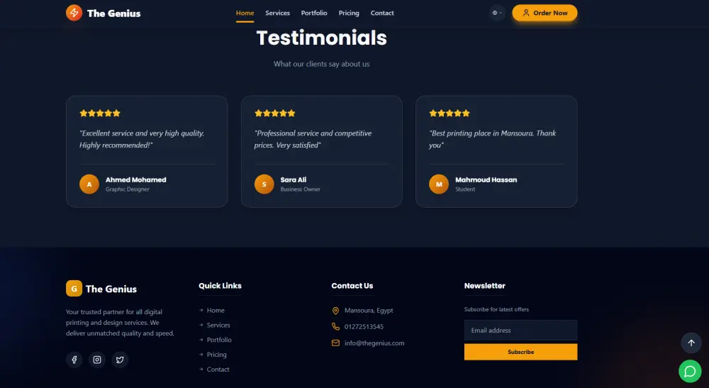 تصميم وتطوير موقع ويب احترافي لمكتبة وخدمات الطباعة "The Genius"