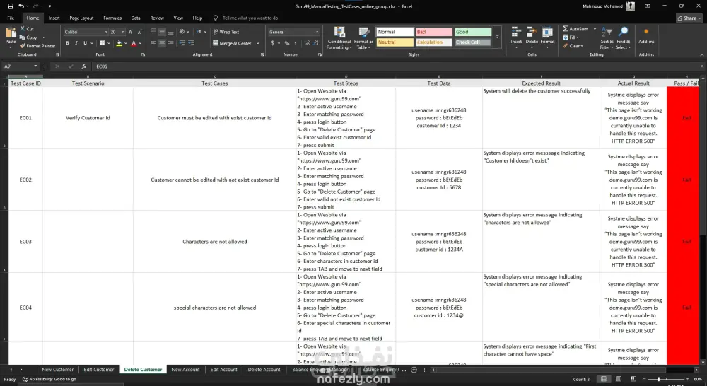 اختبار المواقع و اكتشاف الاخطاء