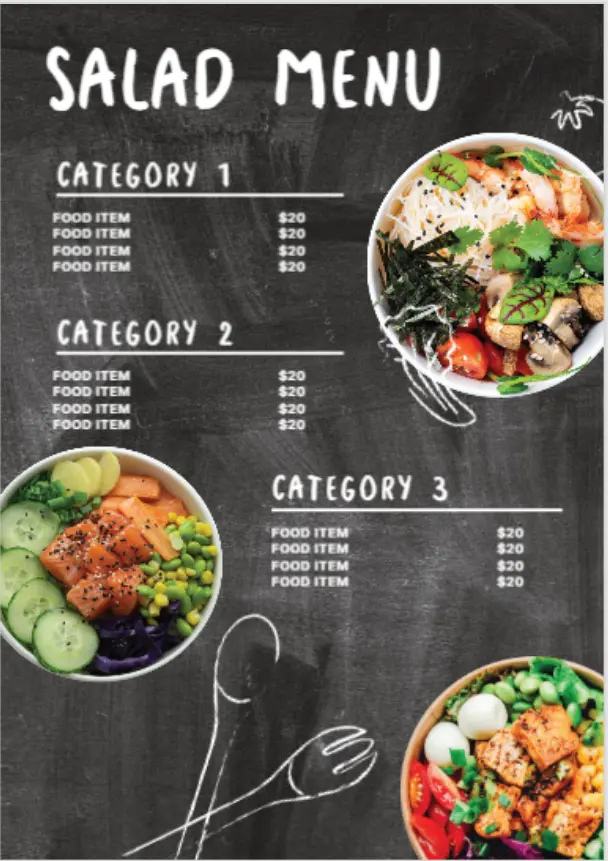 تصميم منيو مطاعم احترافي + حزمة إعلانات سوشيال ميديا متكاملة