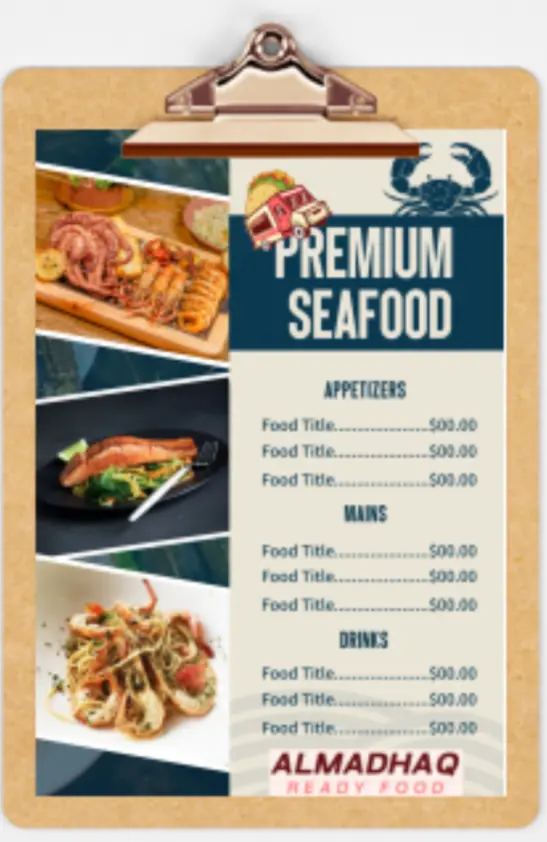 تصميم منيو مطاعم احترافي + حزمة إعلانات سوشيال ميديا متكاملة