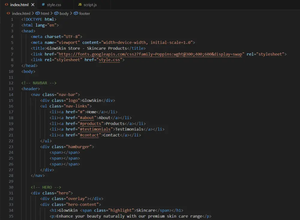 تصميم موقع ويب احترافي Responsive باستخدام HTML و CSS و JavaScript