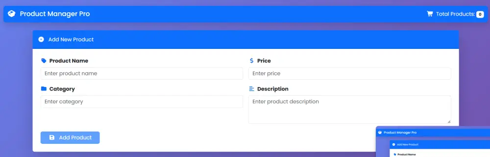 نظام إدارة المنتجات تفاعلي | Product Manager Pro