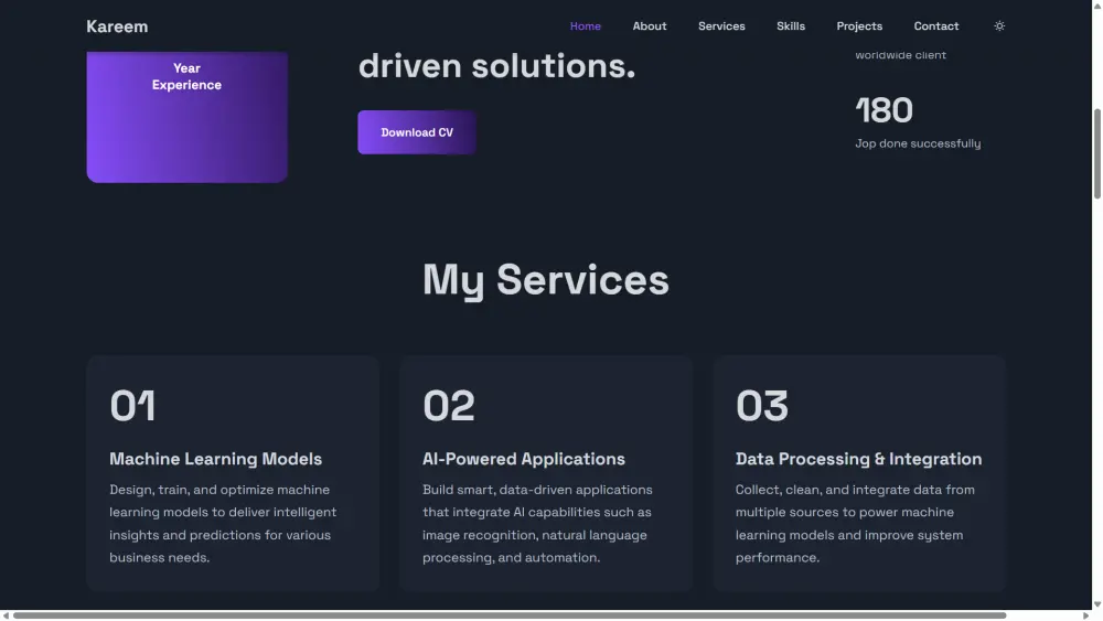 تصميم صفحة شخصية احترافية حديثة باستخدام HTML وCSS وJavaScript