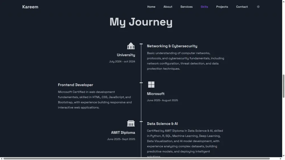 تصميم صفحة شخصية احترافية حديثة باستخدام HTML وCSS وJavaScript