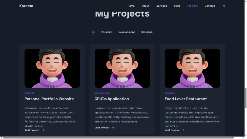 تصميم صفحة شخصية احترافية حديثة باستخدام HTML وCSS وJavaScript