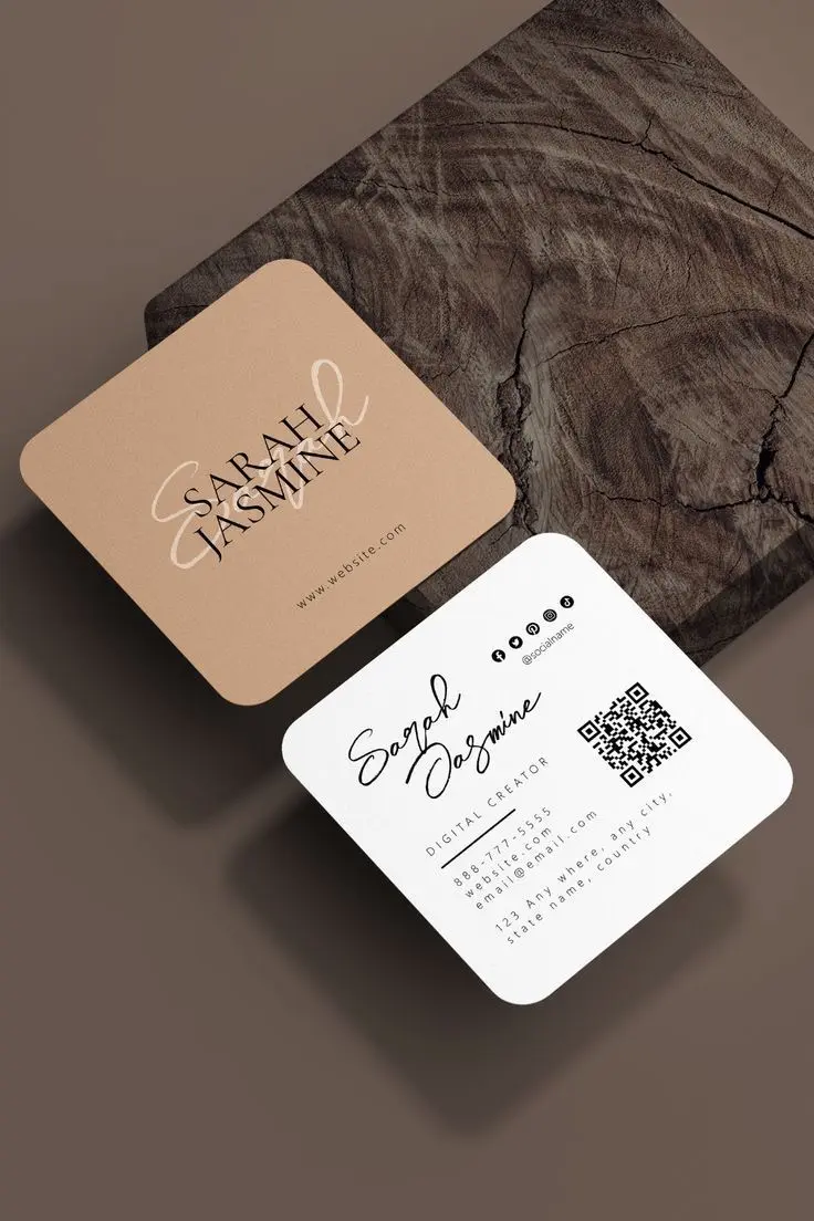تصميم بزنس كارد احترافي ذو وجهين مع Qr كود