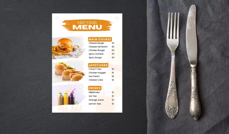 تصميم منيو مطعم او كوفى شوب وتسليم الملف psd + jpg