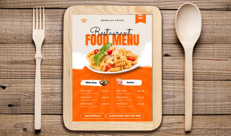 تصميم منيو مطعم او كوفى شوب وتسليم الملف psd + jpg
