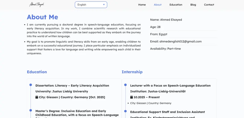 إنشاء موقع شخصي Portfolio احترافي يعكس هويتك ويعرض أعمالك