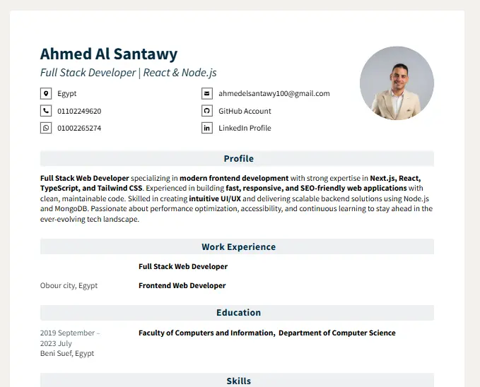 كتابة وتصميم سيرة ذاتية احترافية متوافقة مع نظام ATS بصيغة PDF