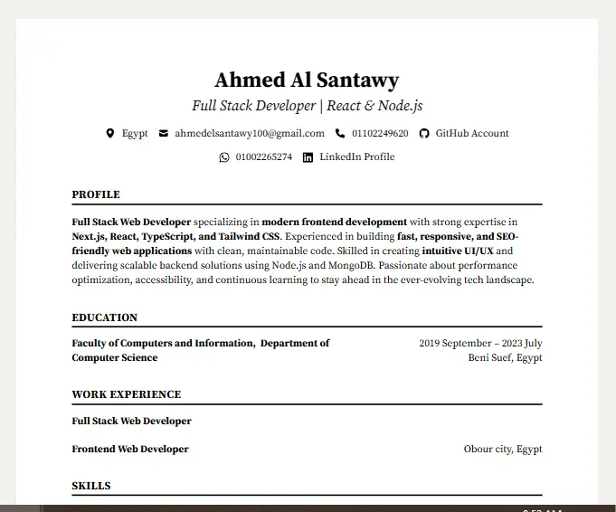 كتابة وتصميم سيرة ذاتية احترافية متوافقة مع نظام ATS بصيغة PDF