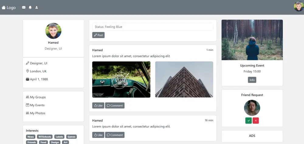 تصميم مواقع ويب باستخدام html , CSS ,bootstrap, JavaScript