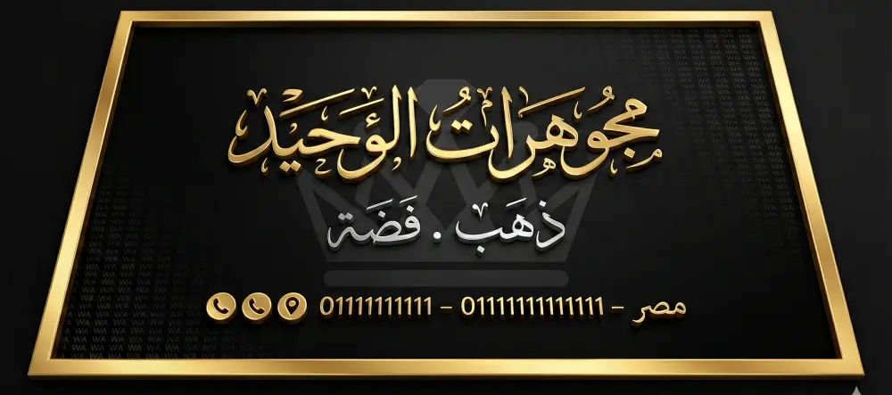 تصميم كارت شخصي فاخر بالذهب مع علامة مائية لمجالك خلال ساعة