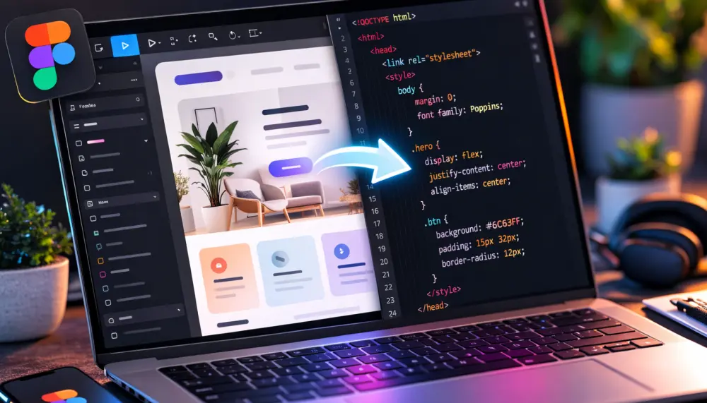 تحويل تصميم Figma أو PSD إلى صفحة ويب HTML CSS