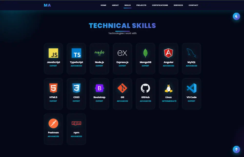 إنشاء موقع بورتفوليو حديث ومتجاوب يبرز أعمالك باحترافية باستخدام HTML وCSS وJavaScript