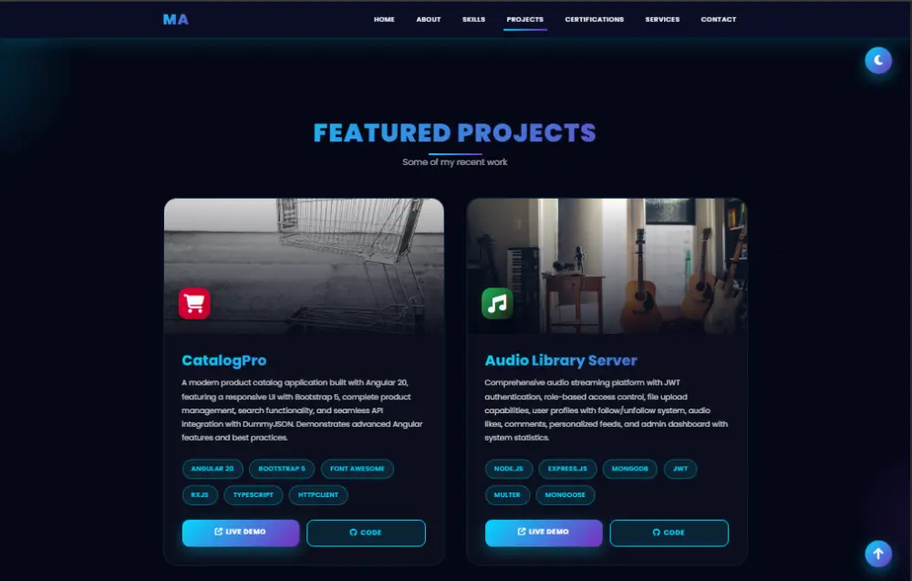 إنشاء موقع بورتفوليو حديث ومتجاوب يبرز أعمالك باحترافية باستخدام HTML وCSS وJavaScript