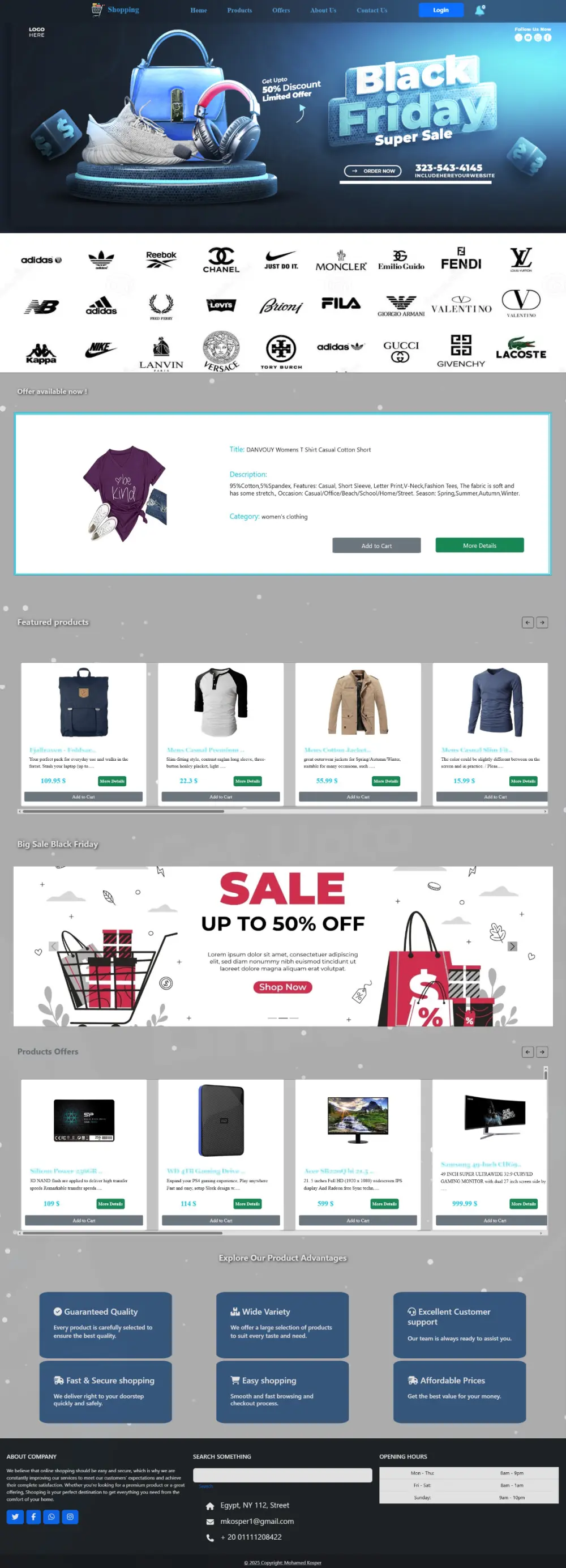 تصميم موقع تسوق كامل Shopping واداره المنتجات