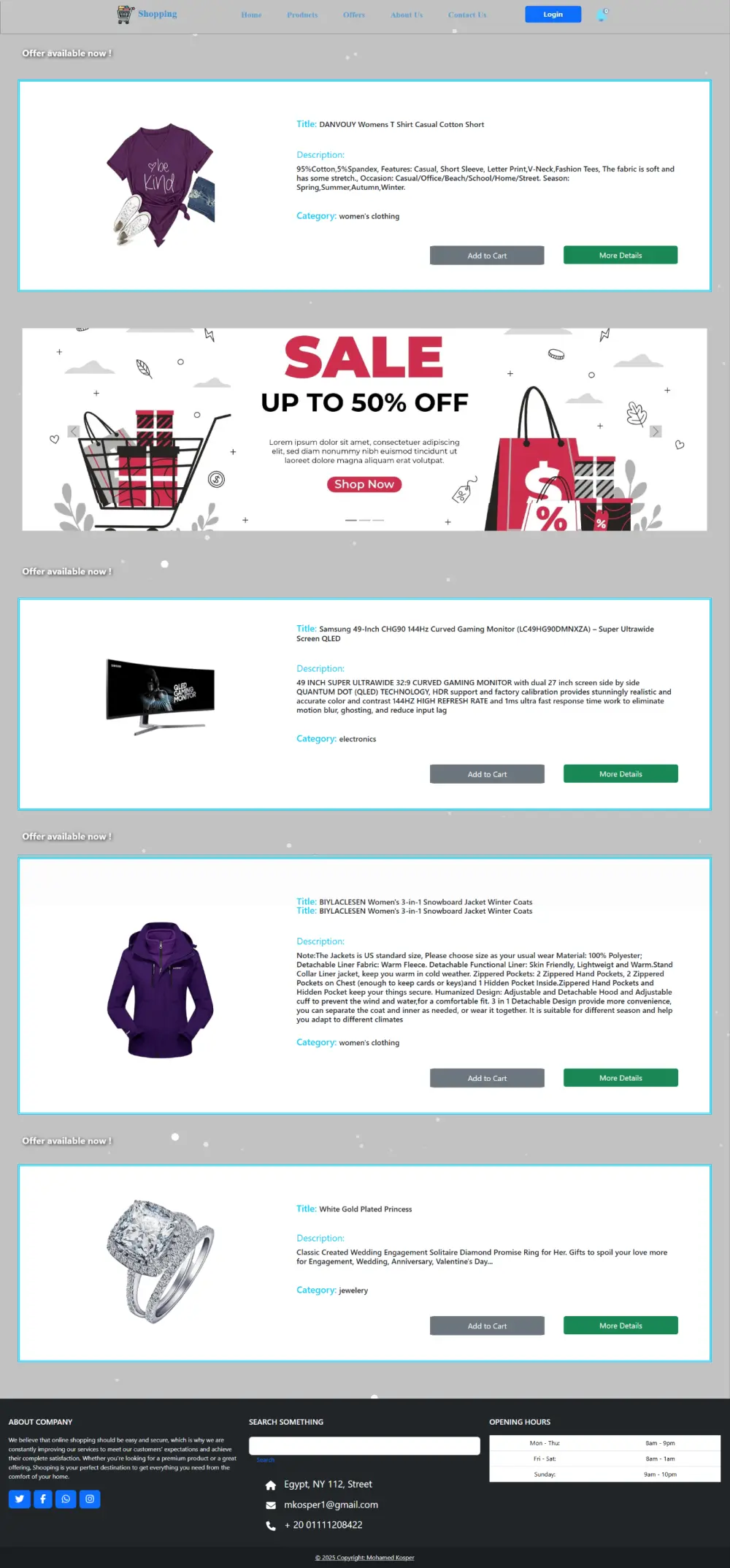 تصميم موقع تسوق كامل Shopping واداره المنتجات